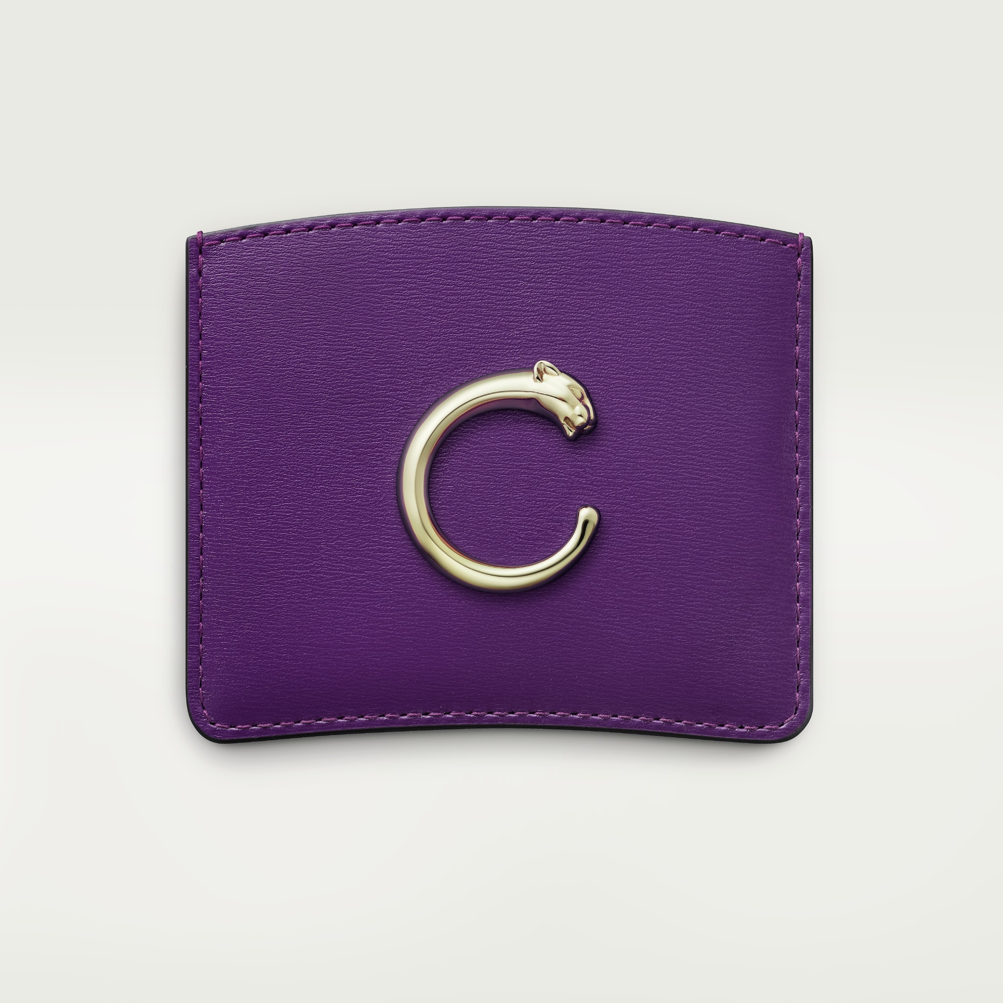 Panthère de Cartier Small Leather Goods, Card holderPurple calfskin, golden finish