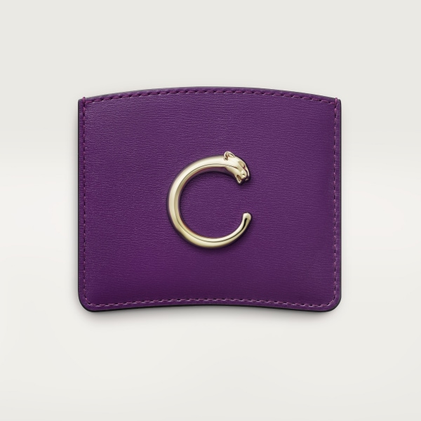 Panthère de Cartier Small Leather Goods, Card holder Purple calfskin, golden finish