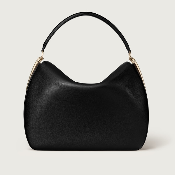 Medium model hobo bag, Panthère Double Grained black calfskin