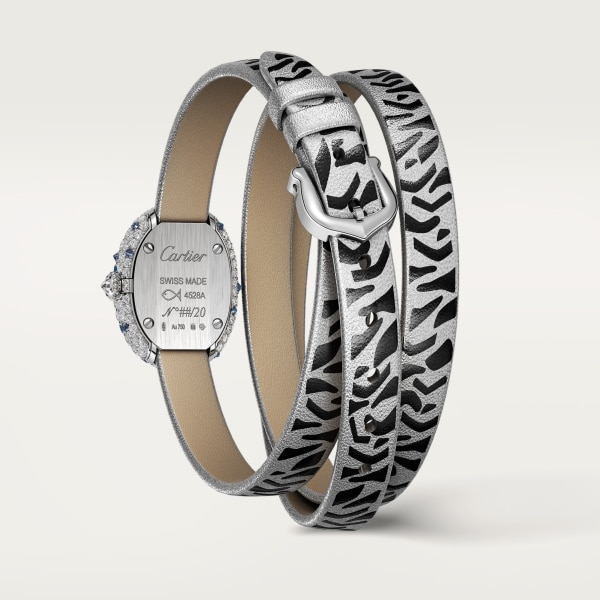 Baignoire watch Mini model, quartz movement, white gold, diamonds, leather
