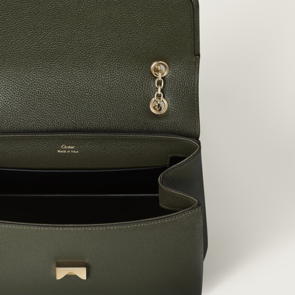 Bag, Panthère Green tea calfskin, golden finish