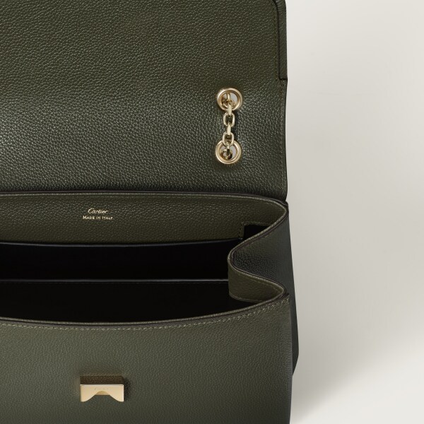 Small bag, Panthère Graphique Green tea calfskin, golden finish