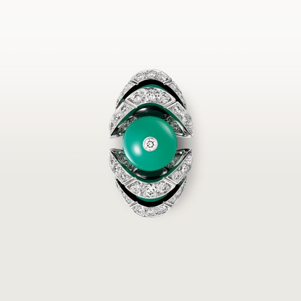 Geometry & Contrast ring White gold, chrysoprase, onyx, diamonds