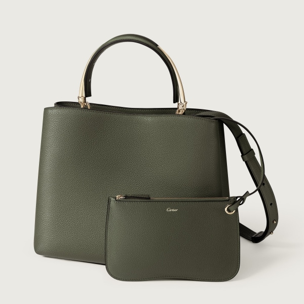 Medium bag, Panther Double Green tea grained calfskin, golden finish