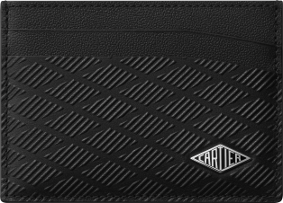 Double card holder, Cartier Losange Black debossed calfskin with gadroon motif, enamel and palladium finish