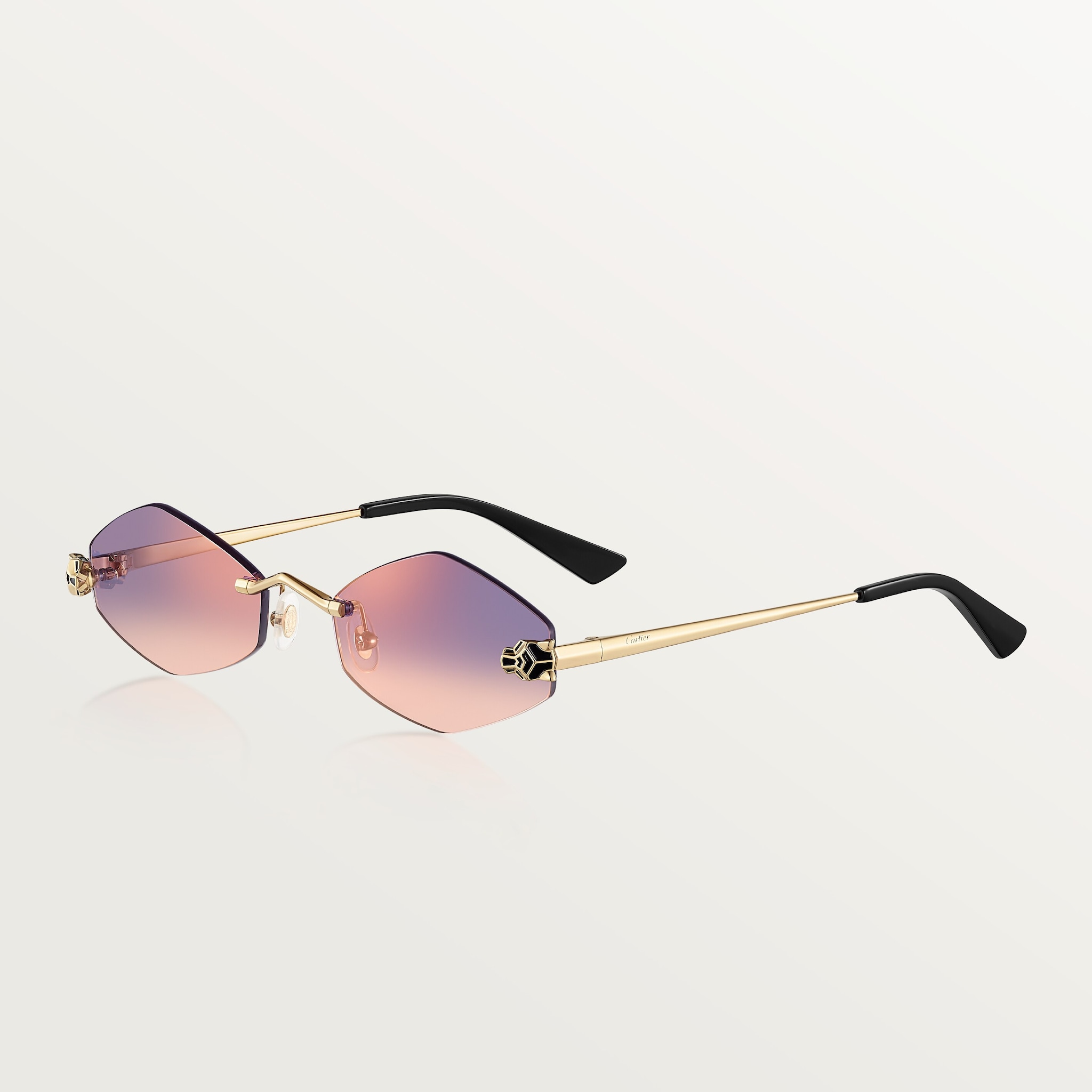 Panthère de Cartier SunglassesSmooth golden-finish metal, purple lenses