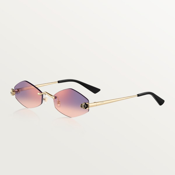 Panthère de Cartier Sunglasses Smooth golden-finish metal, purple lenses
