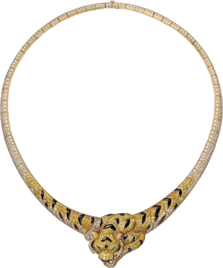 Cartier Fauna and Flora Necklace Yellow gold, onyx, emeralds, yellow diamonds, orange diamonds, brown diamonds, diamonds