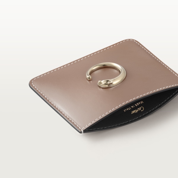 Simple card holder, Panthère C de Cartier Clay-coloured grained calfskin, golden finish