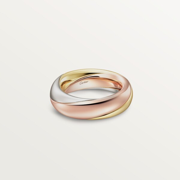 Trinity ring, semi-paved White gold, yellow gold, rose gold, diamonds