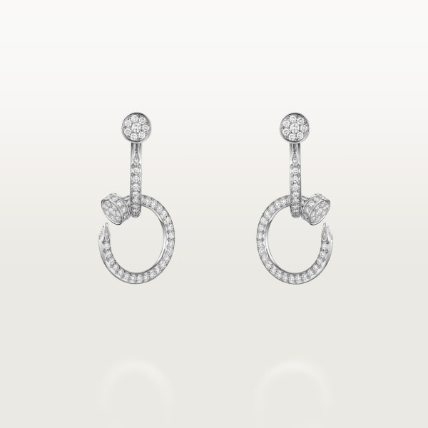 Juste un Clou earrings, double, semi-paved White gold, diamonds