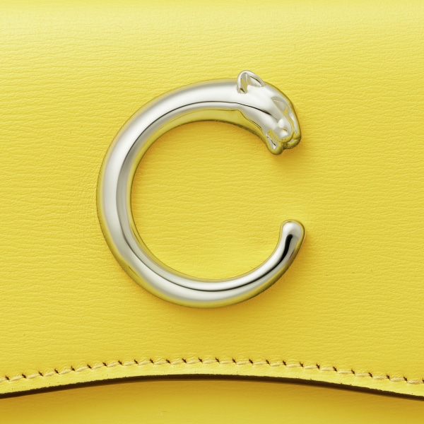 Panthère de Cartier compact wallet Yellow calfskin, palladium finish