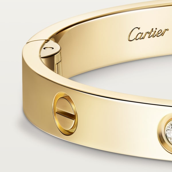 Love bracelet, classic model, 4 diamonds, one screw closure Yellow gold, diamonds