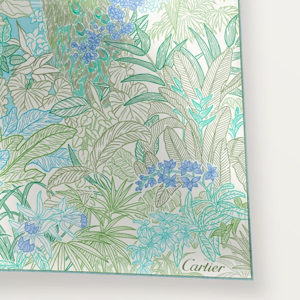 90 Scarf, Panther greenhouse Sage green silk twill