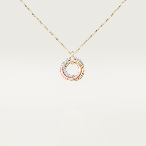 Trinity necklace, small model, semi-paved White gold, yellow gold, rose gold, diamonds