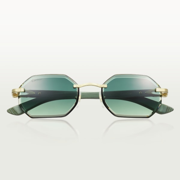 Signature C de Cartier太阳眼镜 抛光镀金饰面金属，绿色镜片