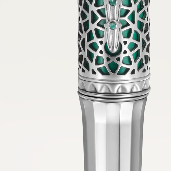 Limited edition ballpoint pen with Palm Tree motif Limited edition, sterling silver, lacquer, mother-of-pearl, turquoise, palladium finish