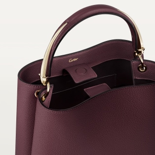 Top handle bag small model, Panthère de Cartier Plum grained calfskin