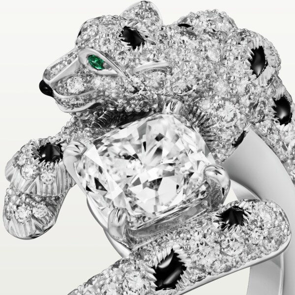 Panthère de Cartier ring White gold, emeralds, onyx, diamonds