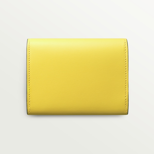Panthère de Cartier compact wallet Yellow calfskin, palladium finish