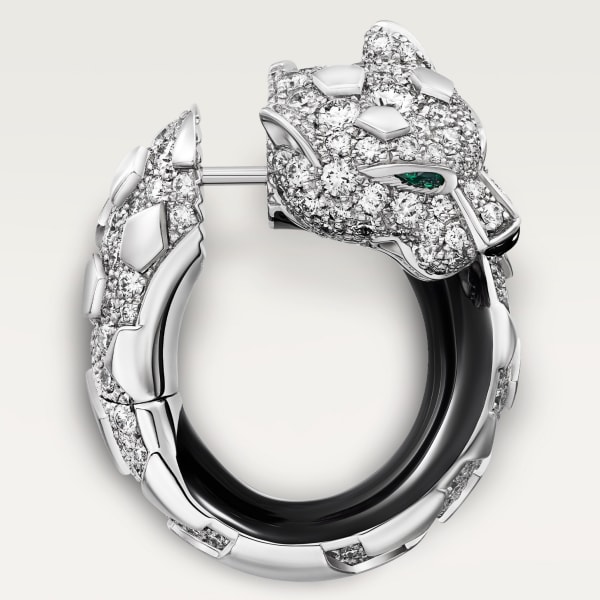 Panthère de Cartier earrings White gold, black lacquer, onyx, emeralds, diamonds