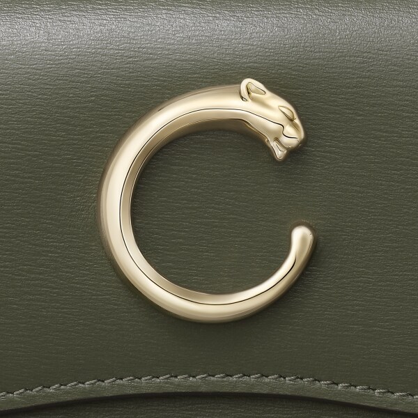 Wallet, Panther C Green tea calfskin, golden finish