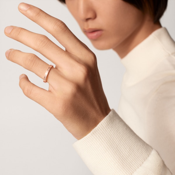 Love ring, mini model, 4 diamonds Rose gold, diamond