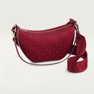 Hobo bag, C de Cartier Cherry red textured calfskin, embroidery, golden finish