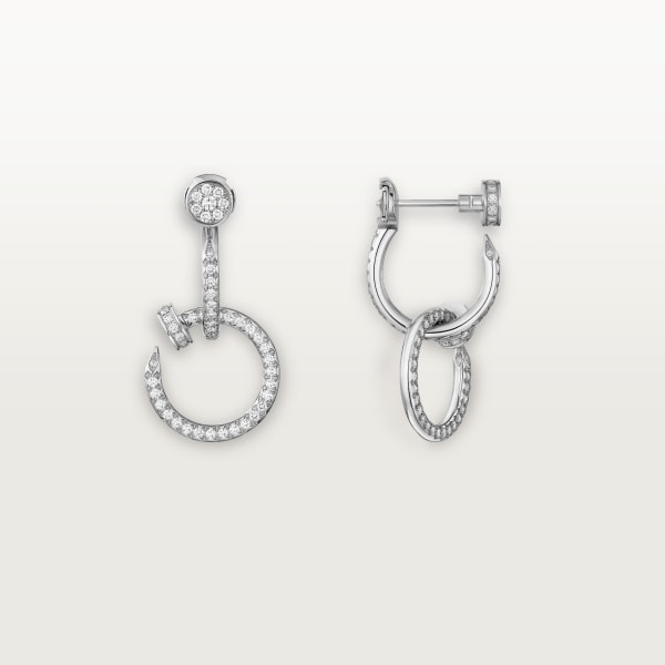 Juste un Clou earrings, double, semi-paved White gold, diamonds