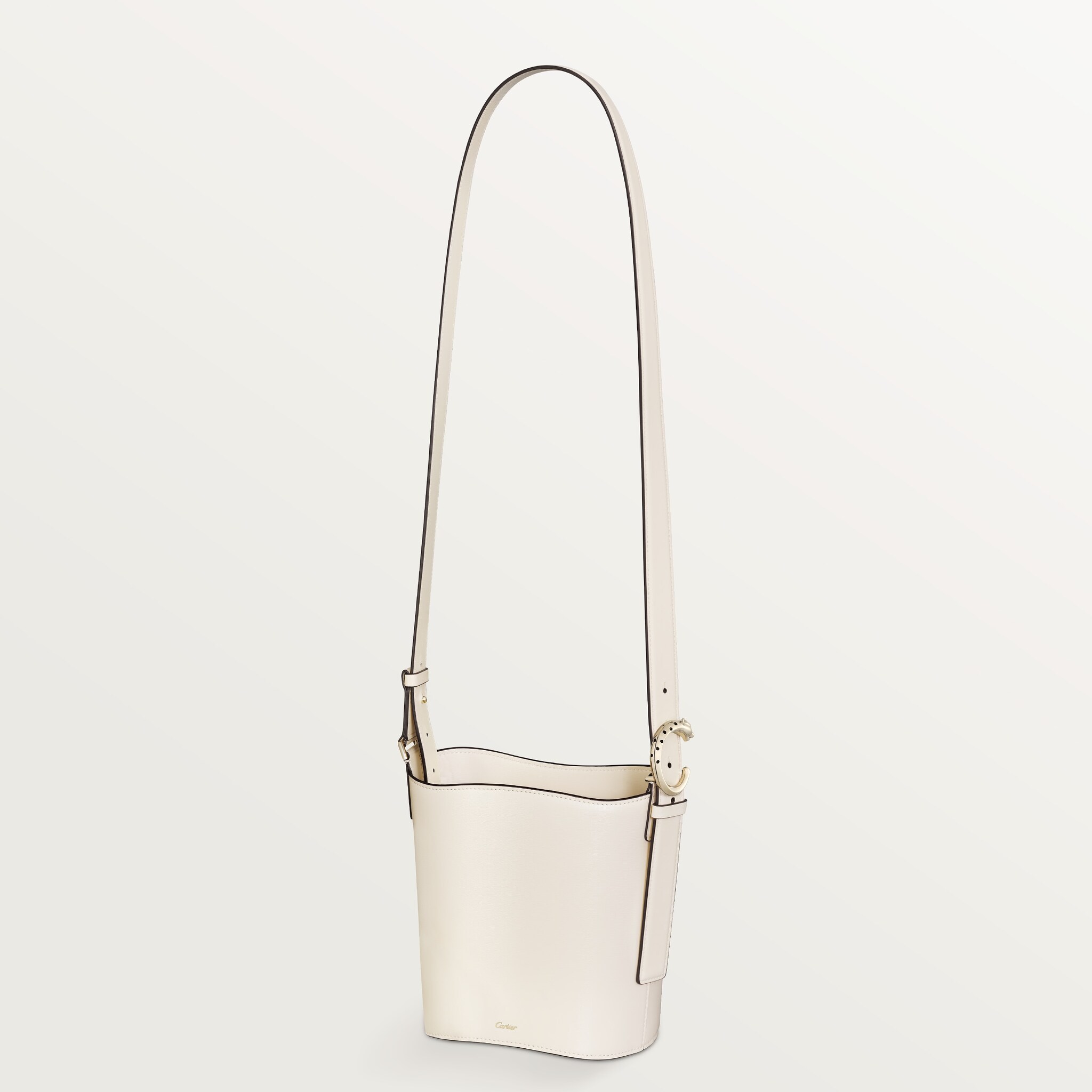 Mini bucket bag, Panthère CSalt white grained calfskin, golden finish