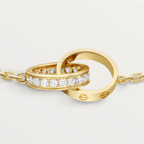 Love bracelet, on chain, semi-paved Yellow gold, diamonds