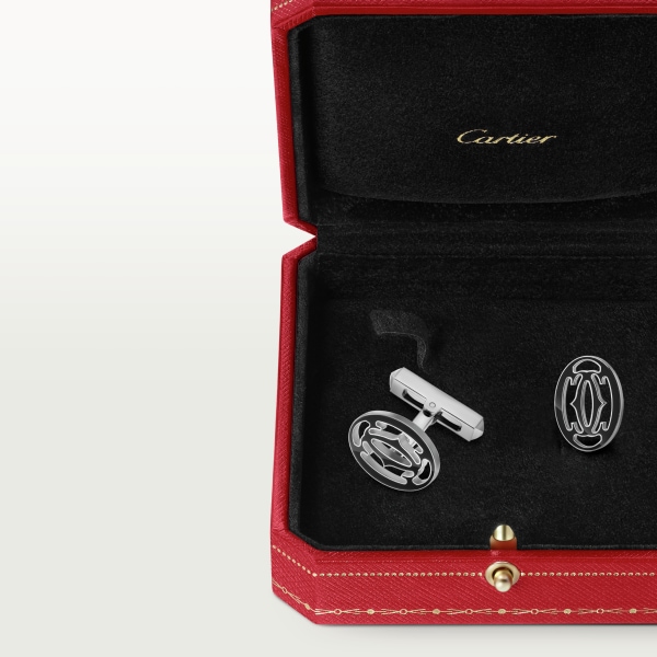 C de Cartier cufflinks Sterling silver, black lacquer, palladium finish