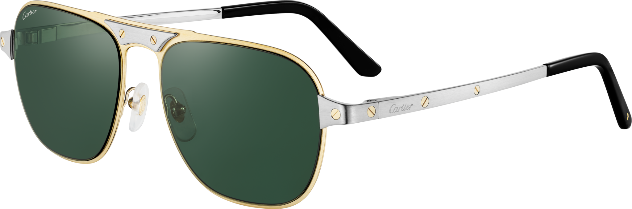 Santos de Cartier sunglassesBrushed golden-finish metal, green lenses
