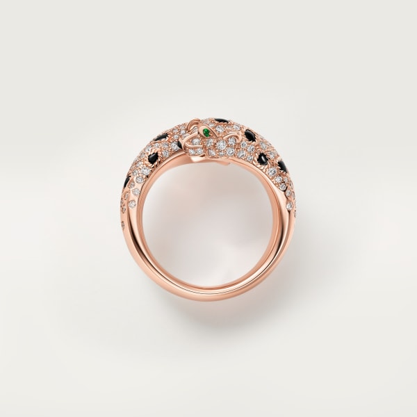 Panthère de Cartier ring Rose gold, diamonds, onyx, emeralds