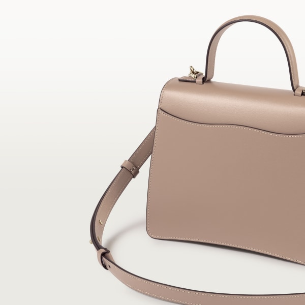 Small model handle bag, Panthère C de Cartier Clay-coloured calfskin, golden finish