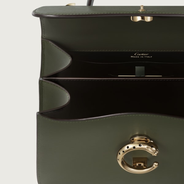 Small bag, Panthère C Green tea grained calfskin, golden finish