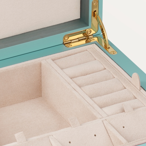 Cartier Libre Tuttitutti jewellery box Sycamore wood, tulip tree wood, chrysoprase, onyx, golden finish