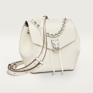 Backpack, Panthère Graphique Salt white grained calfskin, palladium finish