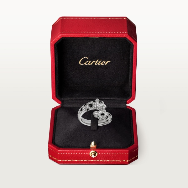 Panthère de Cartier ring White gold, diamonds, onyx, emeralds