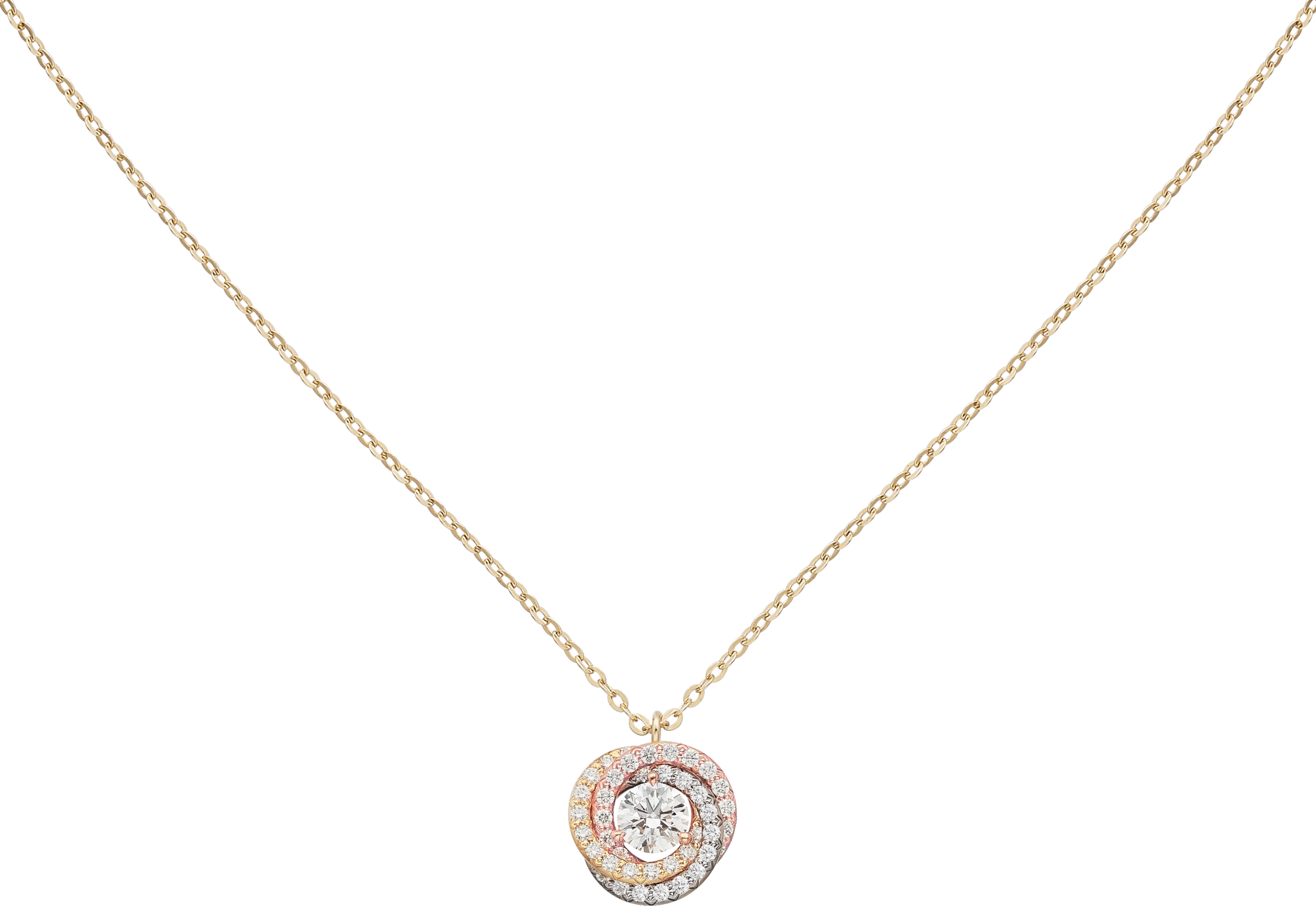 Trinity pendant, brilliant-cut diamond, pavedWhite gold, yellow gold, rose gold