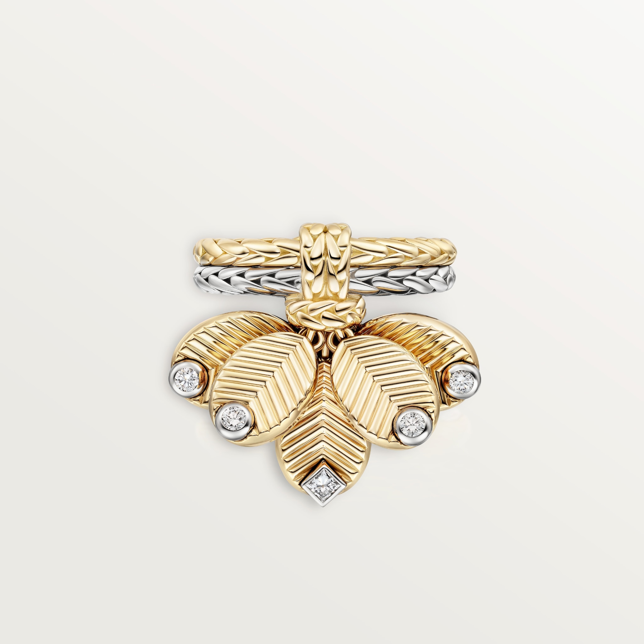 Grain de Café ring, diamondsYellow gold, white gold, diamonds