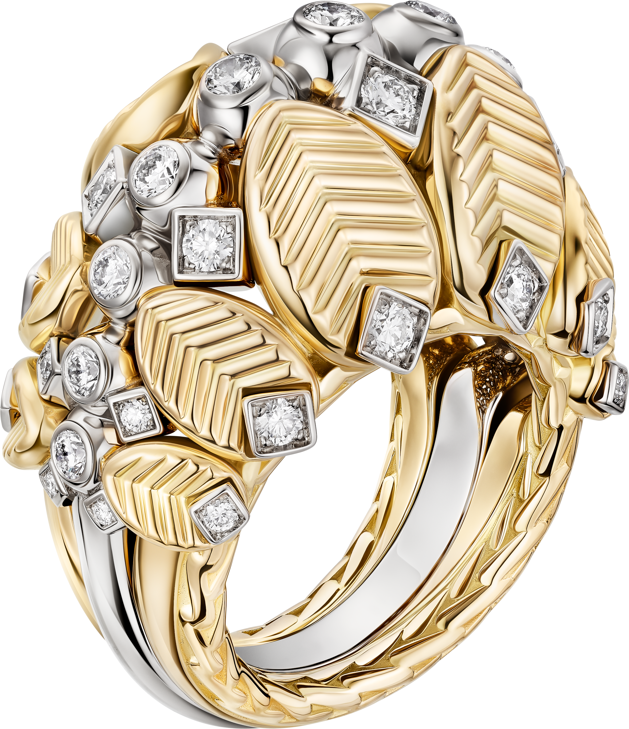 Grain de Café ringYellow gold, white gold, diamonds