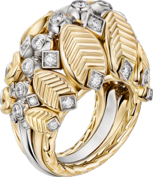 Grain de Café ring Yellow gold, white gold, diamonds