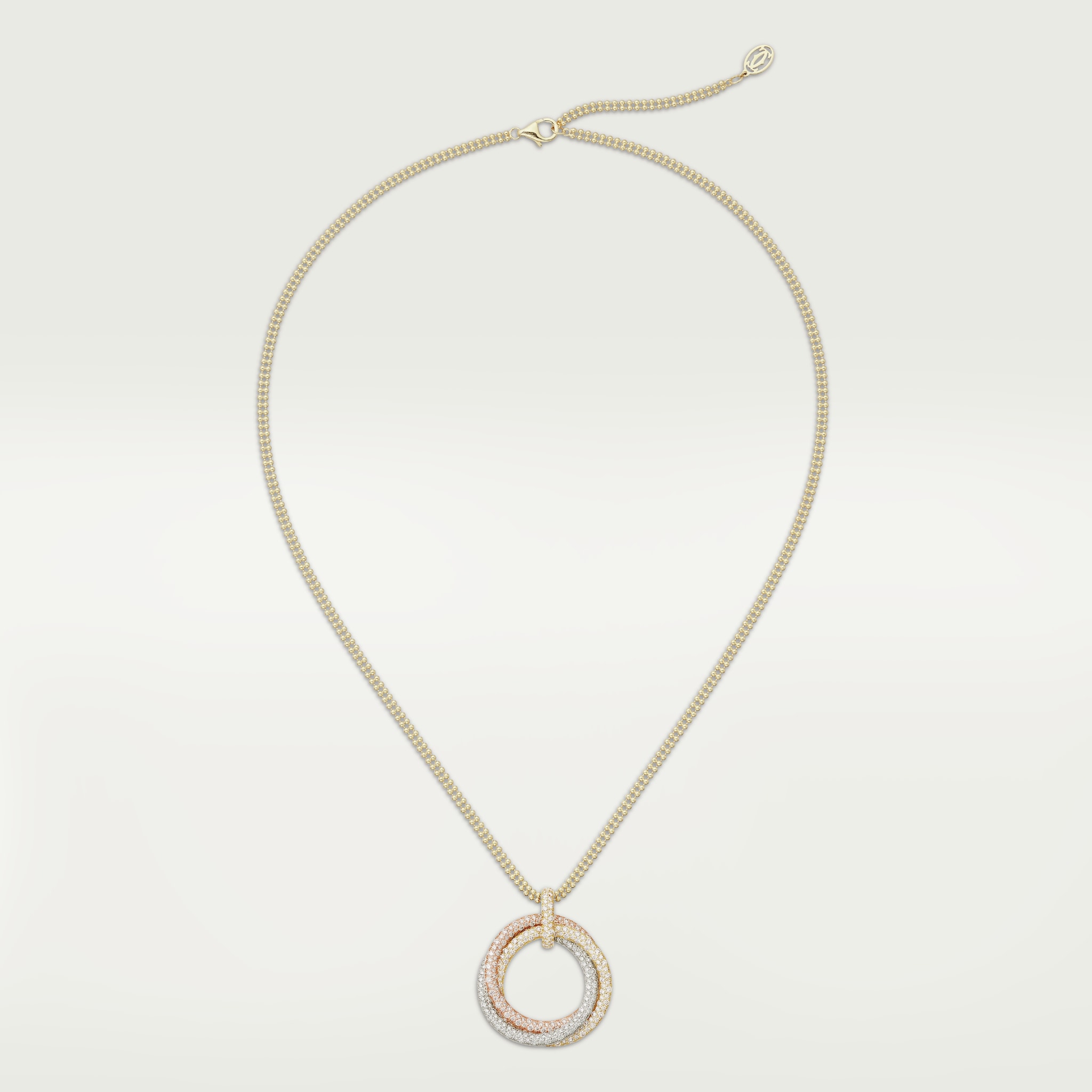 Trinity necklace, large model, pavedWhite gold, yellow gold, rose gold, diamonds