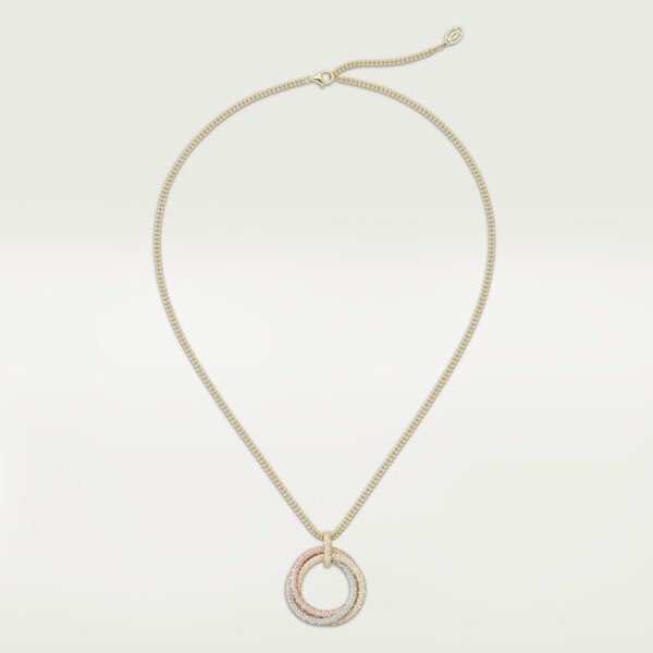 Trinity necklace, large model, paved White gold, yellow gold, rose gold, diamonds