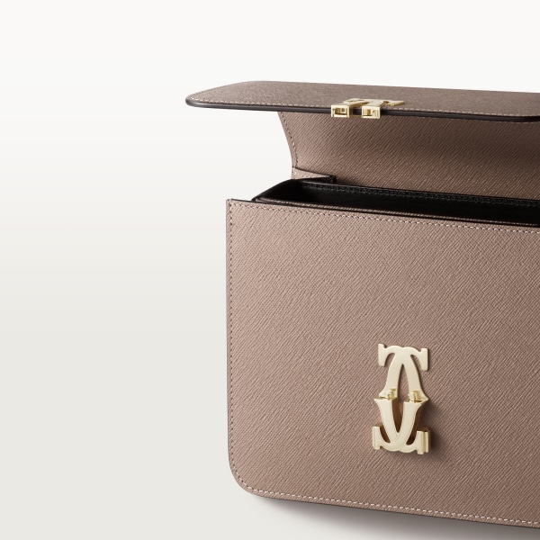 Mini model shoulder bag, C de Cartier Clay-coloured textured calfskin, golden finish