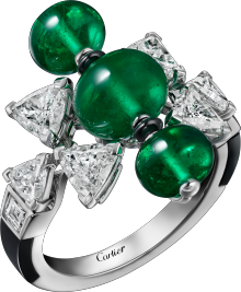 En Équilibre ring, emerald, paved White gold, onyx, emeralds, diamonds
