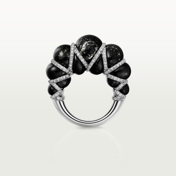 Cartier Libre Tressage ring, metaquartzite, diamonds Platinum 950/1000, metaquartzites