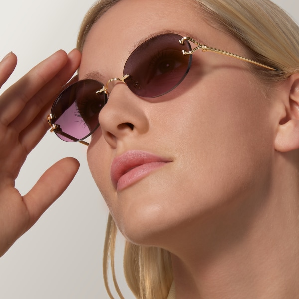Classic C Motif Sunglasses Smooth golden-finish metal, grey and pink lenses
