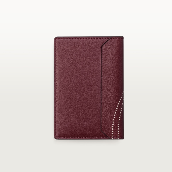 4-Credit Card Holder, Must de Cartier Bordeaux calfskin with XL dots logo print, palladium finish